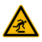 Warnzeichen "Warnung vor Hindernissen am Boden" DIN EN ISO 7010-W007, Folie selbstklebend SL 100 mm