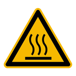 Warnzeichen "Warnung vor heißer Oberfläche" DIN EN ISO 7010-W017, Folie selbstklebend SL 100 mm