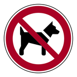 Verbotszeichen "Mitführen von Hunden verboten" DIN EN ISO 7010-P021, Folie selbstklebend Ø 200 mm