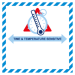 Gefahrzettel Time And Temperature Sensitive zum Selbstbeschriften