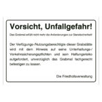 Aufkleber-Friedhof -Vorsicht-Unfallgefahr-Grabmal-Standsicherheit-weiß-Folie-selbstklebend-105-x-74-mm-500-Stueck-Rolle