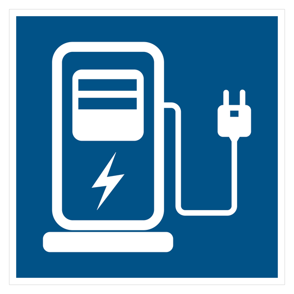 Hinweisschild "Elektrische Ladestation", Blau, Quadratisch