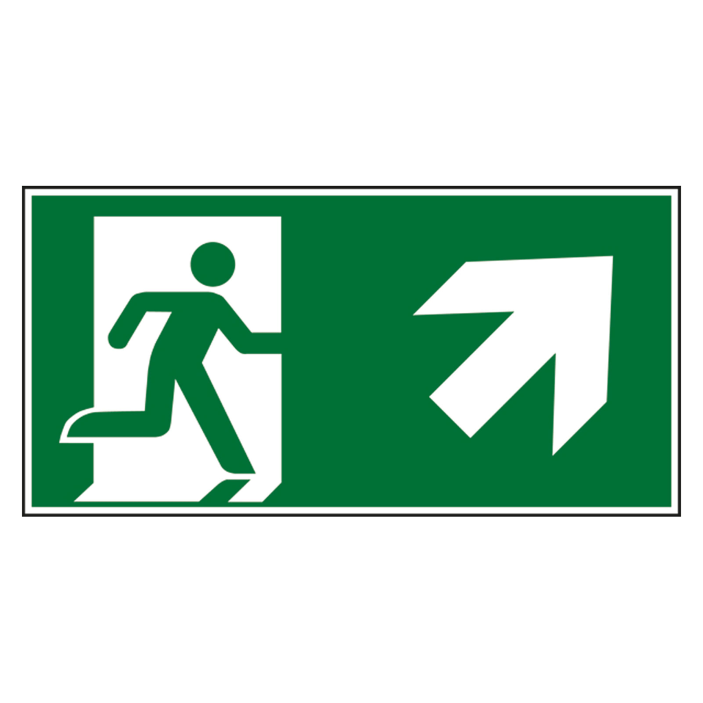 Fluchtwegschild Rettungsweg/Notausgang rechts aufwärts DIN EN ISO 7010