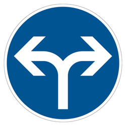 Verkehrsschild "Vorgeschriebene Fahrtrichtung rechts oder links" VZ 214-30, Aluminium 2 mm, reflektierend RA1