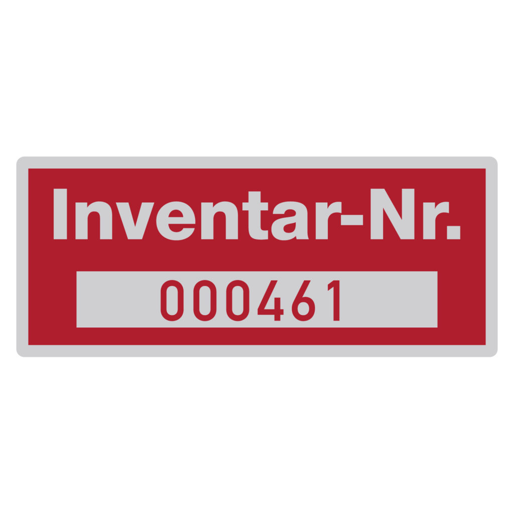 Inventaraufkleber mit fortlaufender Inventarnummer