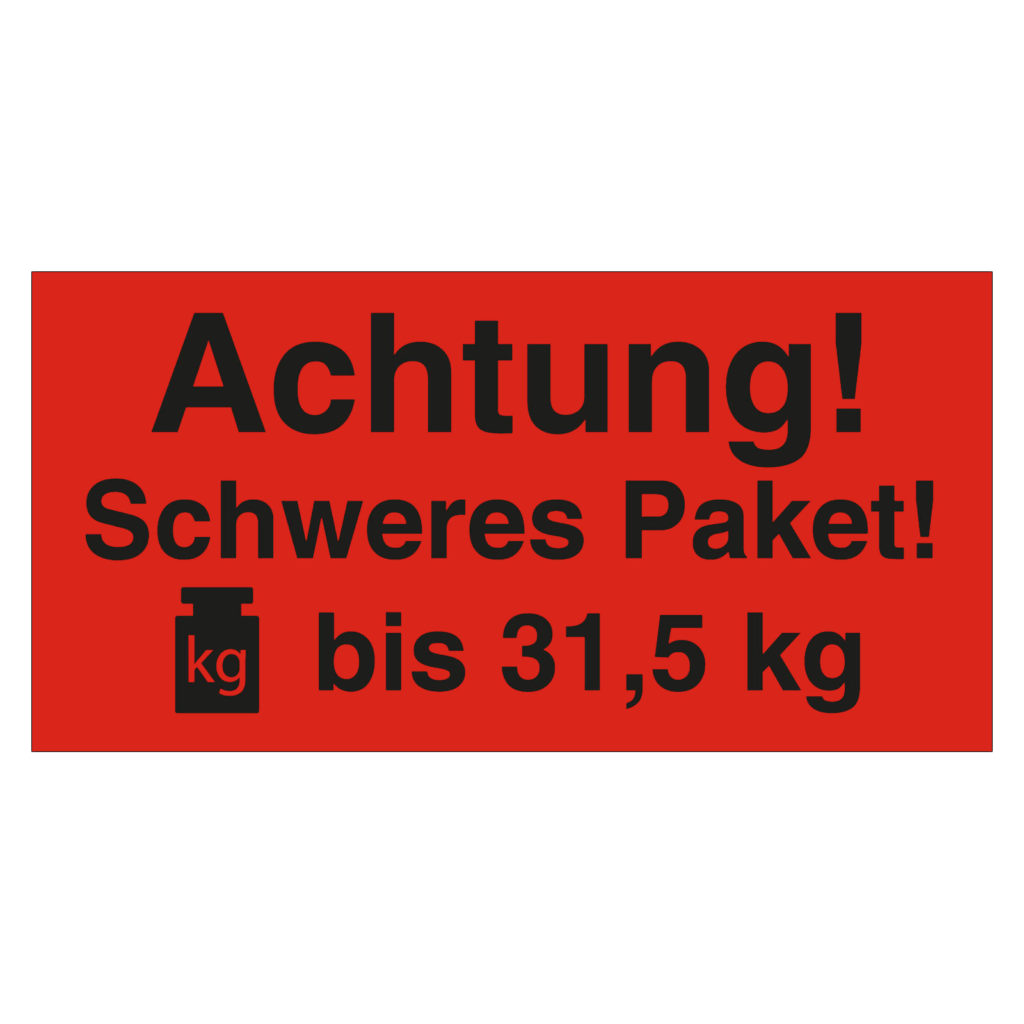 Schweres Paket Aufkleber 31,5 kg