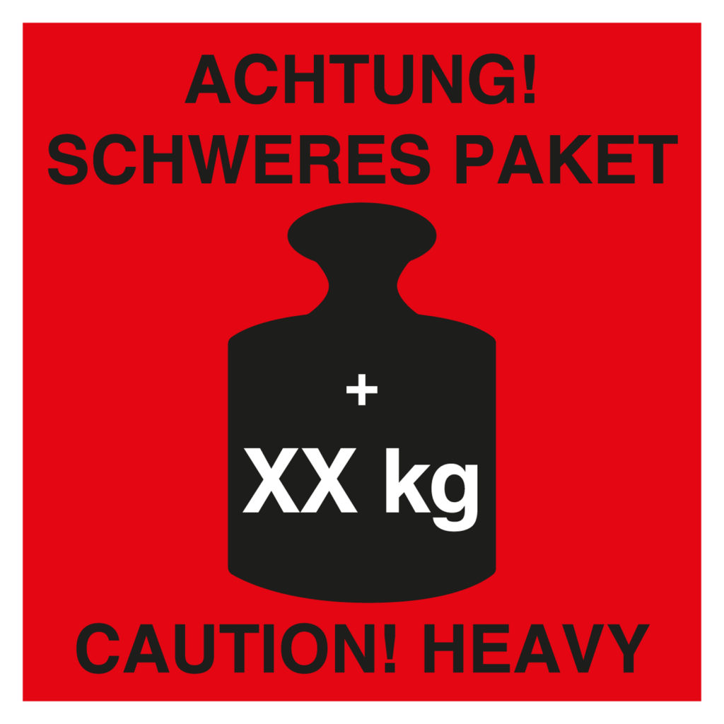 Schweres Paket Aufkleber mit individuellen Gewichtsangaben