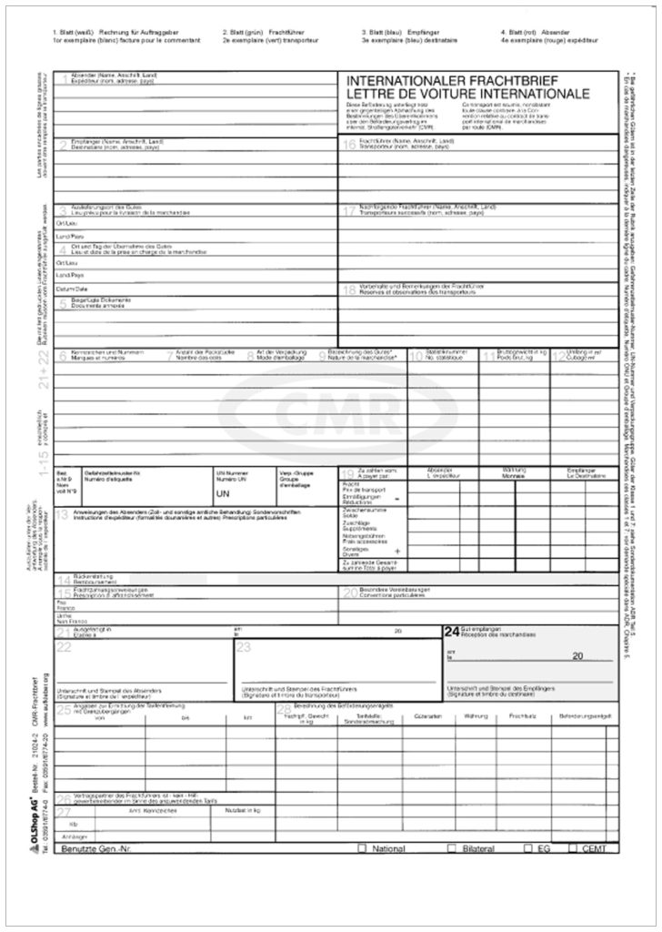 CMR Frachtbrief