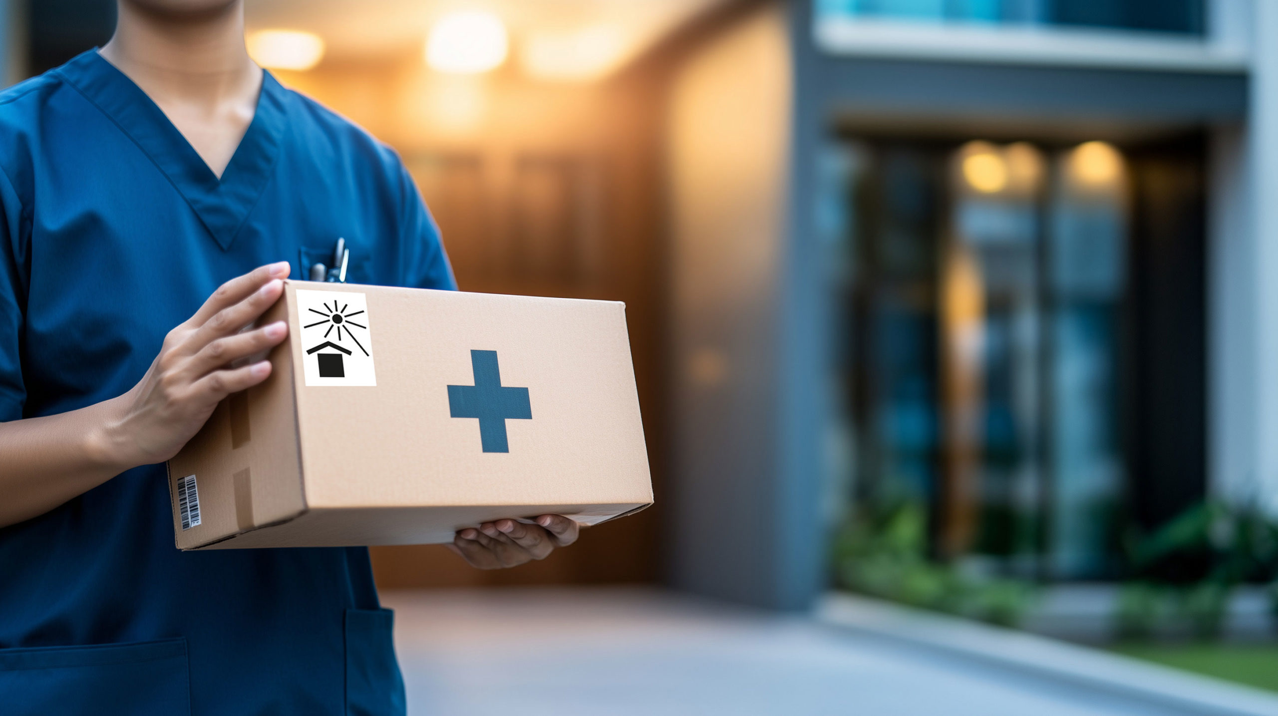 Paket mit Etikett "Vor Hitze schützen"