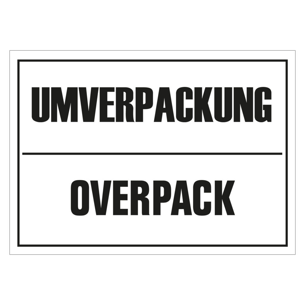 Verpackungskennzeichen Umverpackung, Overpack, Wei, in verschiedenen Gren
