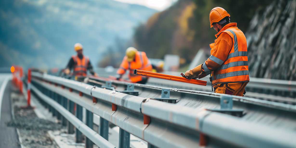Warnschutzkleidung bei Arbeiten auf der Autobahn