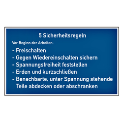 Schild 5 Sicherheitsregeln