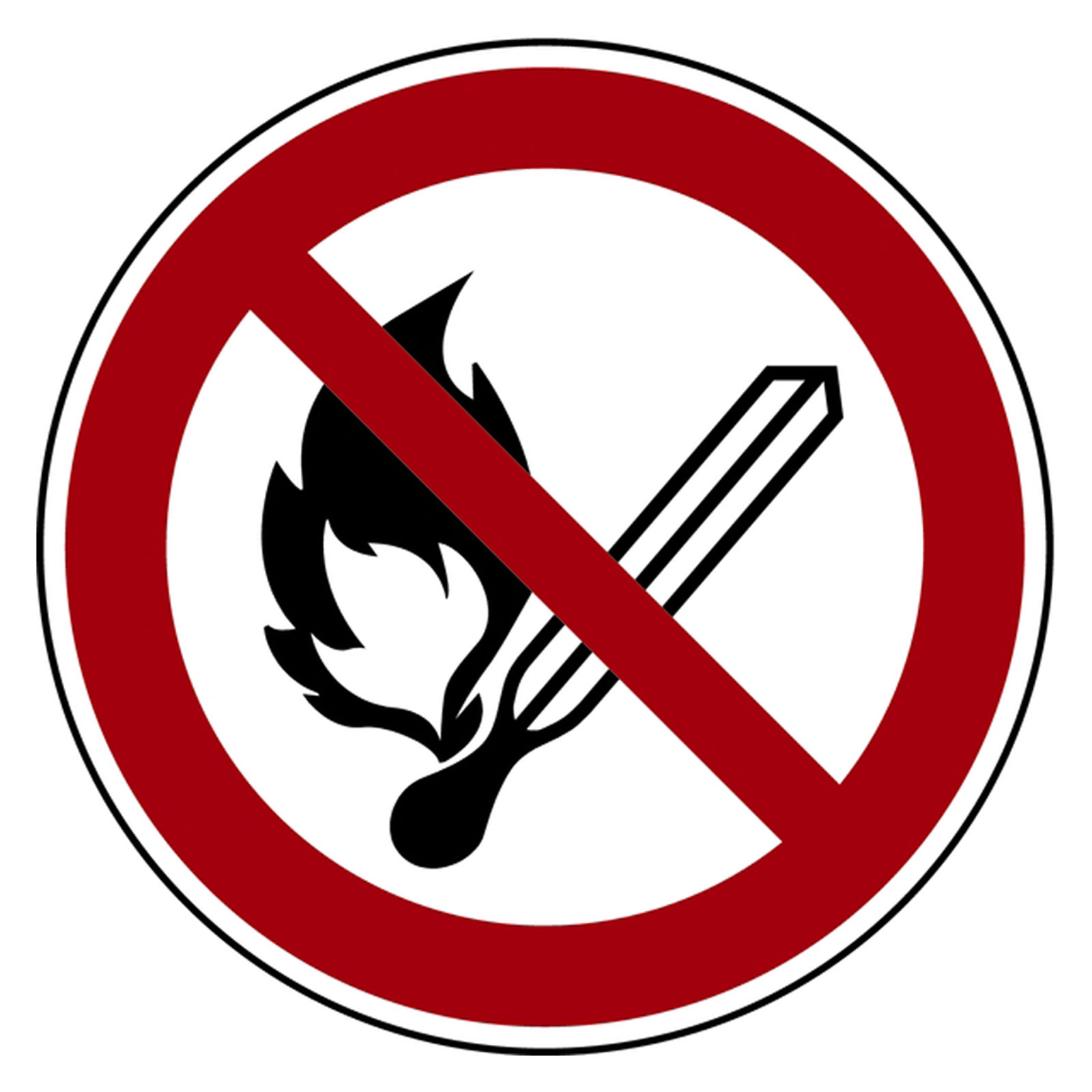 Verbotszeichen Keine offene Flamme; Feuer, offene Zündquelle und Rauchen verboten DIN EN ISO 7010 P003