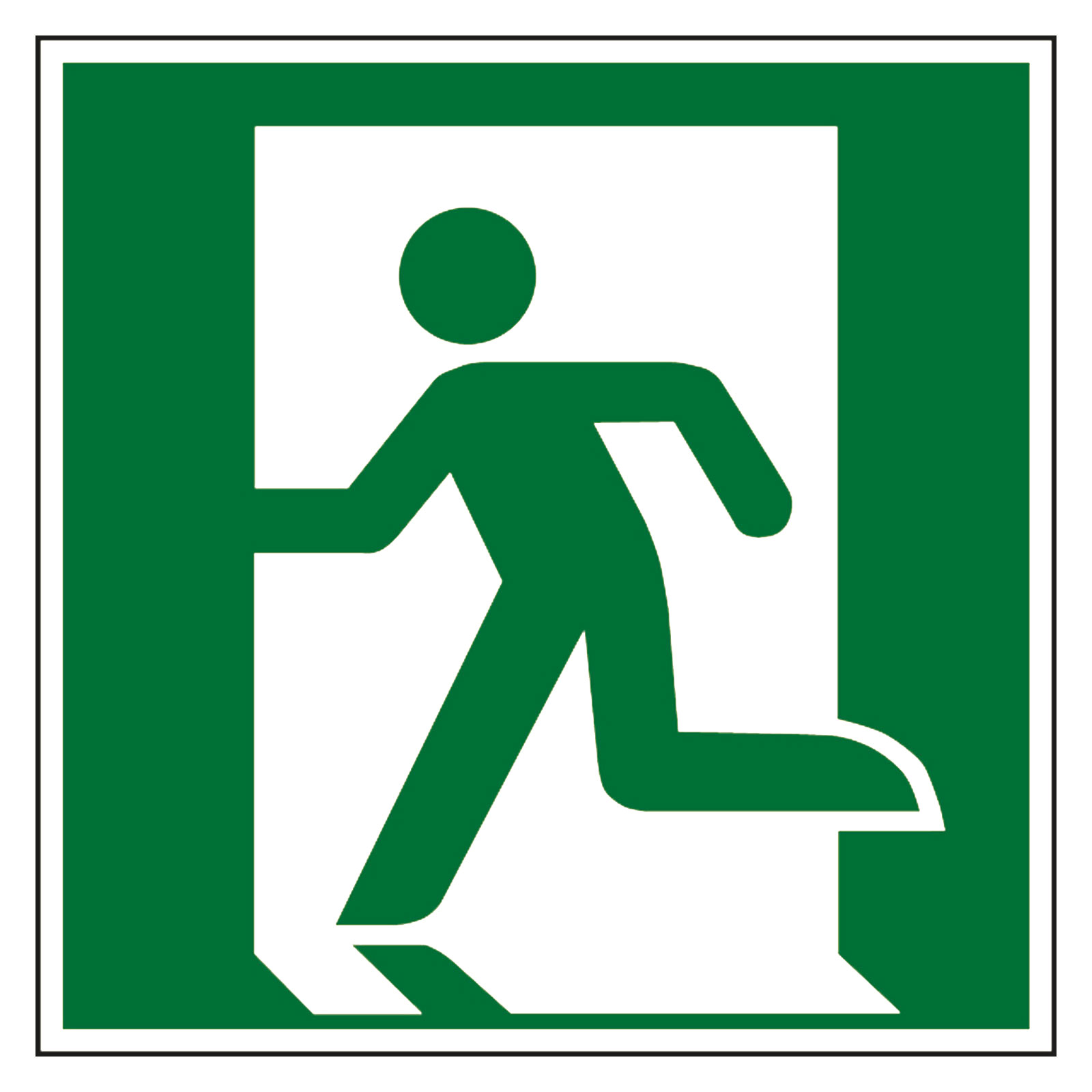 Rettungszeichen Rettungsweg/Notausgang links DIN EN ISO 7010 E001