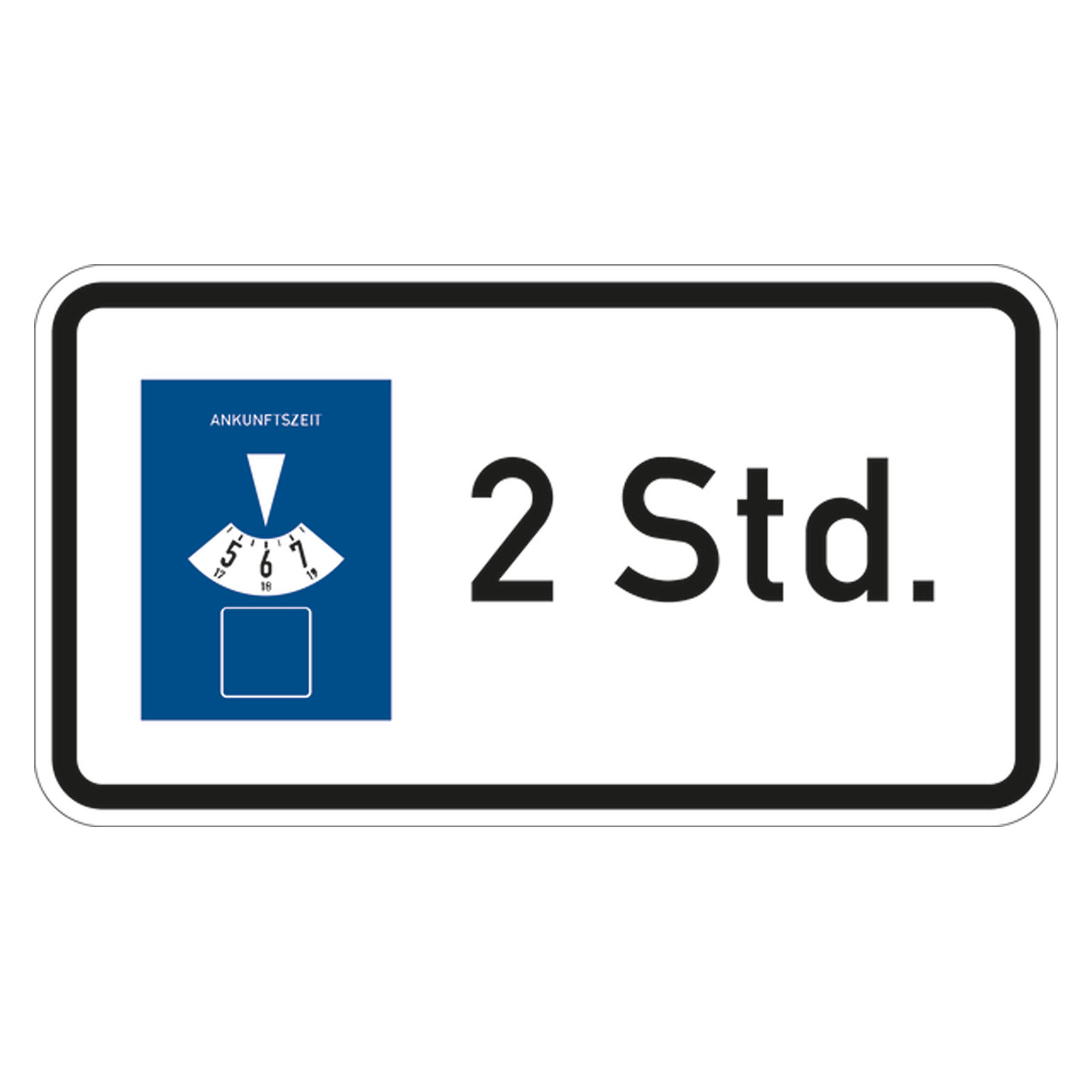 Verkehrszusatzzeichen "Parkscheibe 2 Stunden" VZ 1040-32
