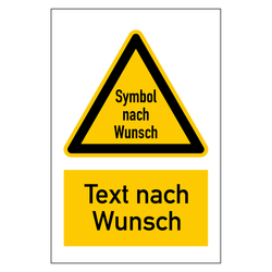 Warnschild mit Wunschsymbol und Wunschtext