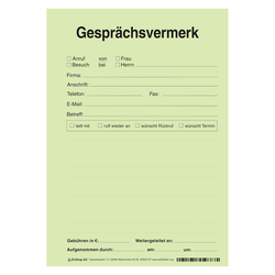 Gespr&auml;chsvermerk DIN A5 gr&uuml;n