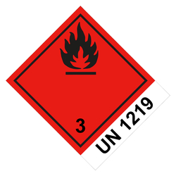 Gefahrzettel Gefahrgutaufkleber Klasse 3 Entzündbare, flüssige Stoffe mit UN 1219 Flamme Schwarz