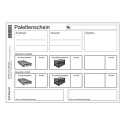 Palettenschein Lademittelnachweis DIN A5 quer Block á 25 Satz 4-fach
