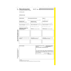 Übernahmeschein 3-fach, Trennsatz 21 x 29,7 cm, mit laufender Nummerierung 100er Pack