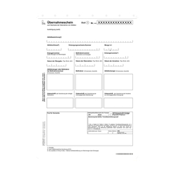 Übernahmeschein 4-fach, Trennsatz 21 x 29,7 cm, mit laufender Nummerierung 100er Pack