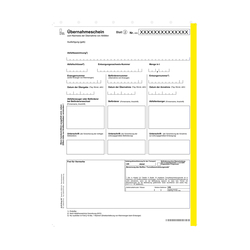 Übernahmeschein 4-fach, Trennsatz 21 x 29,7 cm, mit laufender Nummerierung 100er Pack