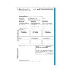 Übernahmeschein 4-fach, Trennsatz 21 x 29,7 cm, mit laufender Nummerierung und Eindruck Ihrer Stammdaten 100er Pack