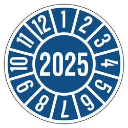 Jahresprüfplaketten blau Ø 35 mm 10 Stück/Bogen