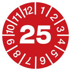 Jahresprüfplaketten Ø 10, 15, 20 oder 30 mm 10 Stück/Bogen