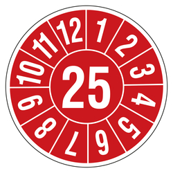 Jahresprüfplaketten Ø 40 mm aus PVC-Folie 10 Stück/Bogen