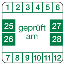 Prüfplaketten weiß 30 x 30 mm "geprüft am" aus PVC-Folie 10 Stück/Bogen