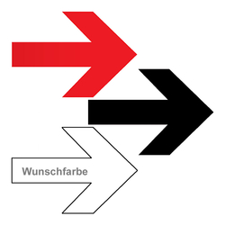 Richtungspfeil 70 x 48 mm in verschiedenen Farben, Verklebungsrichtung frei