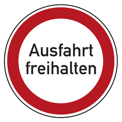 Verbotszeichen Ausfahrt freihalten