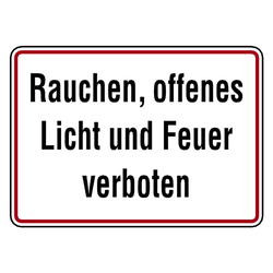 Verbotsschild Rauchen, offenes Licht und Feuer verboten Aluminium geprägt 350 x 250 mm Einzelschild