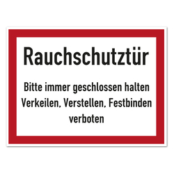 Feuerwehrzeichen Rauchschutztür Bitte immer geschlossen halten DIN 4066 Folie 200 x 150 mm Einzeletikett