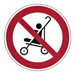 Verbotszeichen Kinderwagen auf Rolltreppen verboten Folie Ø 100 mm Einzeletikett