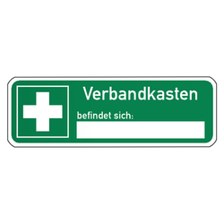 Rettungszeichen Verbandkasten befindet sich Folie 180 x 60 mm Einzeletikett