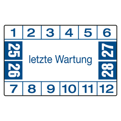 Prüfplaketten weiß 40 x 25 mm "letzte Wartung" aus PVC-Folie 10 Stück/Bogen