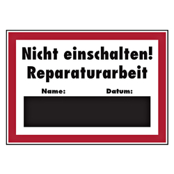 Verbotsschild Nicht einschalten! Reparaturarbeit Aluminium geprägt 420 x 297 mm Einzelschild