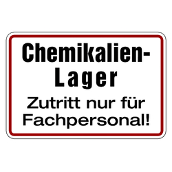 Verbotsschild Chemikalienlager Zutritt nur für Fachpersonal Folie 300 x 200 mm Einzeletikett