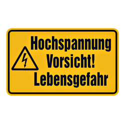 Warnschild Kombischild "Hochspannung Vorsicht! Lebensgefahr" Aufkleber  300 x 200 mm