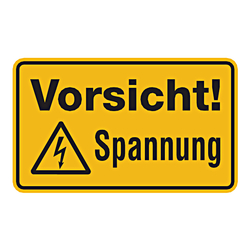 Warnschild Kombischild "Vorsicht! Spannung" Kunststoffschild 200 x 120 mm