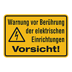 Hinweisschild "Warnung vor Berührung elektrischer Einrichtungen" Aufkleber 300 x 200 mm