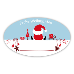 Weihnachtsaufkleber Frohe Weihnachten oval 60 x 35 mm, 100 Stück auf Rolle