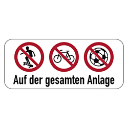 Verbotsschild Spiel- und Sportverbot auf der gesamten Anlage Aluminium 600 x 250 mm Einzelschild