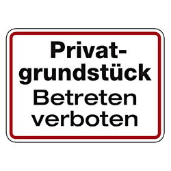 Verbotsschild Privatgrundstück Betreten verboten Aluminium geprägt 250 x 180 mm Einzelschild