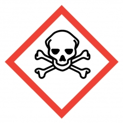 GHS-Symbol 06 Totenkopf mit gekreuzten Knochen - akute Toxizität 25 mm x 25 mm 500er Rolle