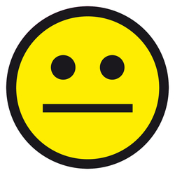 Qualit&auml;tsaufkleber Smiley neutral, Gelb, Haftpapier, &Oslash; 20 mm, Rund, 100 St&uuml;ck/Rolle