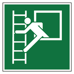 Rettungszeichen Notausstieg mit Fluchtleiter DIN EN ISO 7010 E016