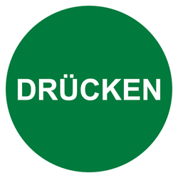 Türetikett / Aufkleber "Drücken" grün Ø 40 mm 12 Stück/Bogen